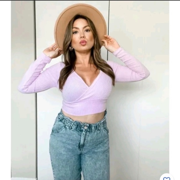 Wild Fable Lavendar Long Sleeve Short Top Size L - Picture 4 of 8